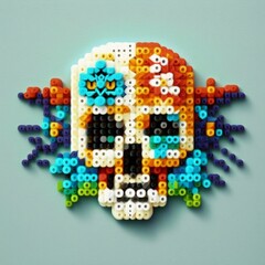 pixle art skull - by ai generative