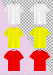 Vector T-Shirt Design with White, Yellow, and Red Colors on Transparent Background