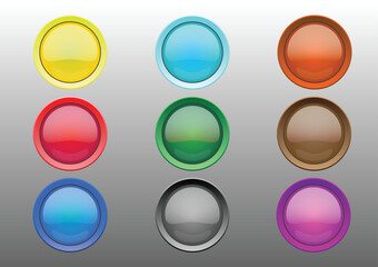 Power Switch icons vector buttons. Colorful push buttons.