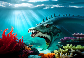sea ​​monster. underwater life. created by AI