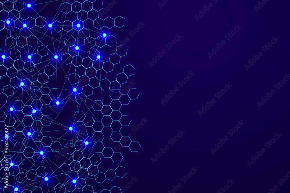Poster abstract lines and dots connecting background. digital data technology connection artificial intelli
