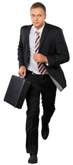 Portrait of young handsome businessman isolated on white background
