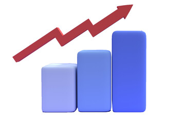 3d icon illustration of economic growth graph. concept