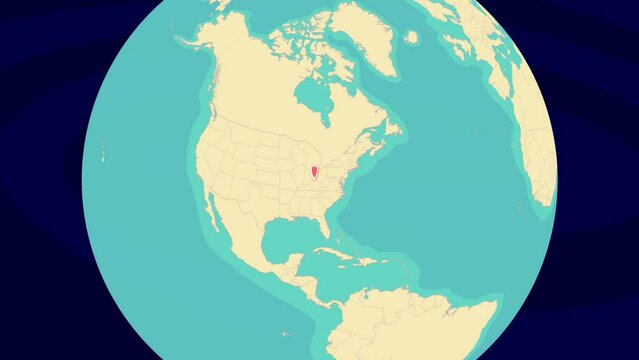 Zooming To Cincinnati Location On Stylish World Globe