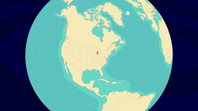 Zooming To Fort Wayne Location On Stylish World Globe