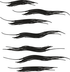 set of black color hand drawn brush strokes vector illustration format.