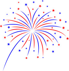 Firework design on white background. 4th of July. American Independence Day Celebration. Illustration.