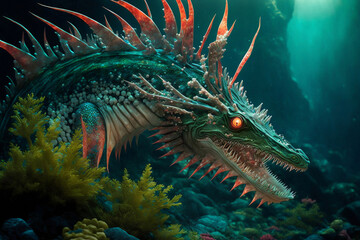 Fototapeta na wymiar AI-Generated Types of Sea Dragon Fish Monsters