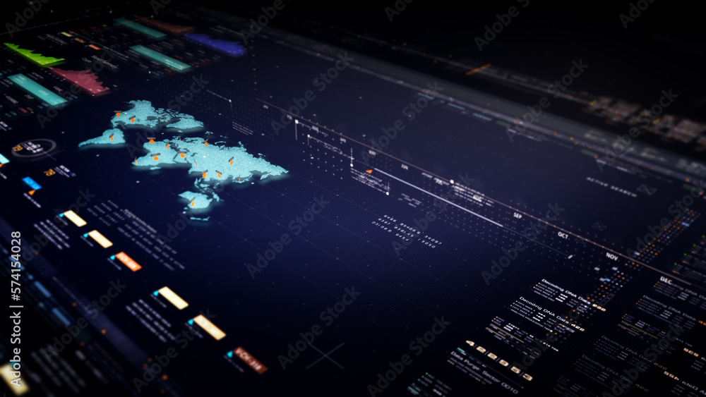 Aufkleber business stock market, trading, info graphic with animated graphs, charts and data numbers insight a