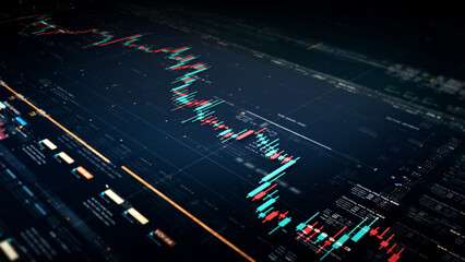 Business stock market, trading, info graphic with animated graphs, charts and data numbers insight analysis to be shown on monitor display screen for business meeting mock up theme