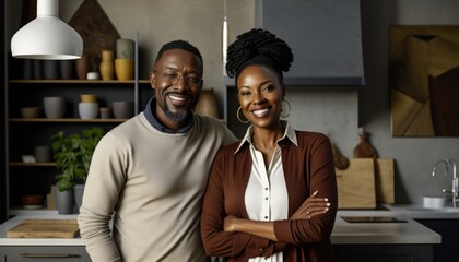 Empowering Confidence and Relationship in the Workplace: Celebrating National Couple's Day with Diversity Inclusivity in the Industry with African American Interior designer Couple (generative AI