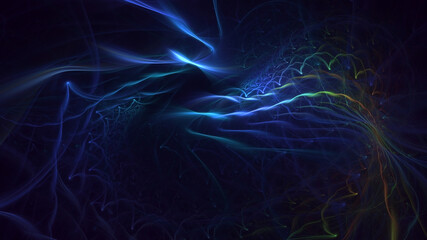 3D rendering abstract blue technology fractal background