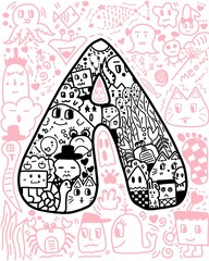 illustration of an background drawing doodle A letter