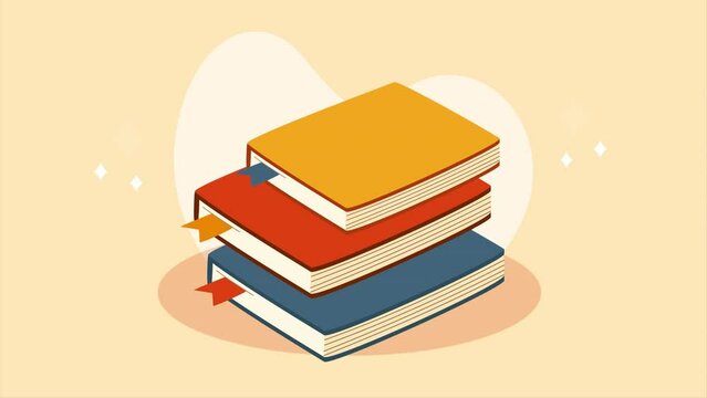 pile text books library animation