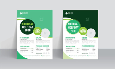Golf tournament flyer template and annual brochure cover design