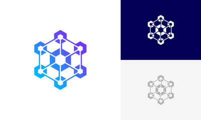 network connection technology logo icon design vector