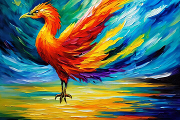 Obraz premium oil painting illustration Phoenix bird
