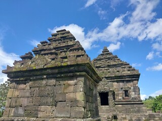 Ijo temple with blue sky. The highest temple in Yogyakarta