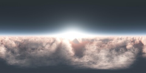 Panorama of clouds, HDRI, environment map , Round panorama, spherical panorama, equidistant projection, panorama 360, planet earth view from orbit, 3D rendering