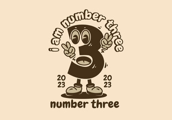 Standing number three mascot character