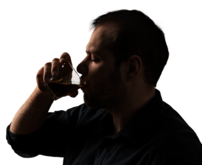 Alcoholism concept, man drinking alcohol