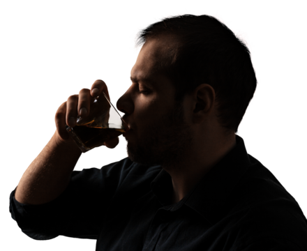 Alcoholism concept, man drinking alcohol