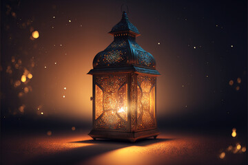 arabic lamp in a forest, concept lighting. Generative ai