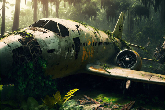 the plane crashed abandoned in the forest,Generative ai