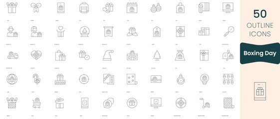 Set of boxing day icons. Thin linear style icons Pack. Vector Illustration