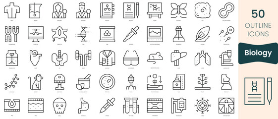 Obraz na płótnie Canvas Set of biology icons. Thin linear style icons Pack. Vector Illustration