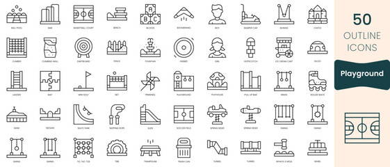 Set of playground icons. Thin linear style icons Pack. Vector Illustration