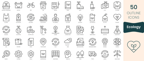 Fototapeta premium Set of ecology icons. Thin linear style icons Pack. Vector Illustration
