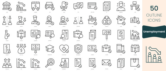 Set of unemployment icons. Thin linear style icons Pack. Vector Illustration - obrazy, fototapety, plakaty