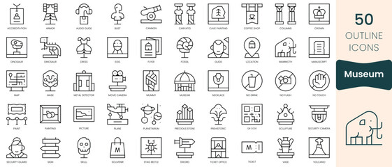 Set of museum icons. Thin linear style icons Pack. Vector Illustration - obrazy, fototapety, plakaty