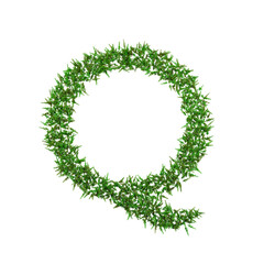 Upper letters of green grass alphabet isolated on white background. 3d illustration