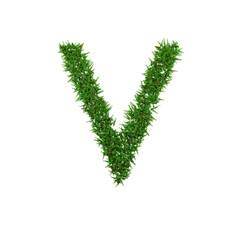 Upper letters of green grass alphabet isolated on white background. 3d illustration