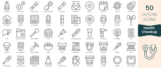 Set of health checkup icons. Thin linear style icons Pack. Vector Illustration