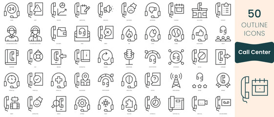 Fototapeta na wymiar Set of call center icons. Thin linear style icons Pack. Vector Illustration