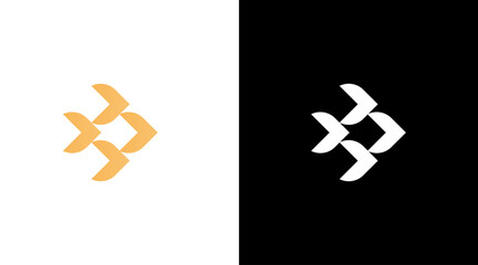 Fototapeta premium Geometric fish and arrow logo design vector monogram icon style template