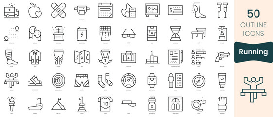 Obraz na płótnie Canvas Set of running icons. Thin linear style icons Pack. Vector Illustration