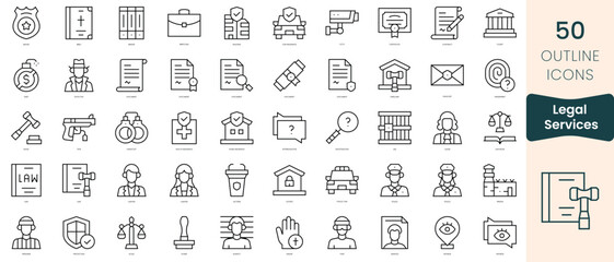 Set of legal services icons. Thin linear style icons Pack. Vector Illustration