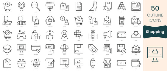 Set of shopping icons. Thin linear style icons Pack. Vector Illustration
