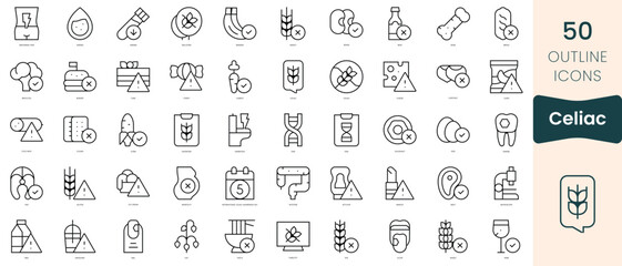 Set of celiac icons. Thin linear style icons Pack. Vector Illustration
