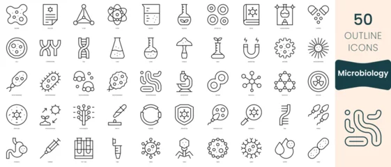 Foto op Aluminium Set of microbiology icons. Thin linear style icons Pack. Vector Illustration © Hondicone