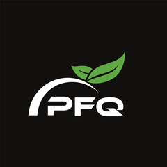 PFQ letter nature logo design on black background. PFQ creative initials letter leaf logo concept. PFQ letter design.