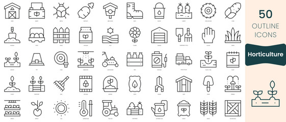 Obraz na płótnie Canvas Set of horticulture icons. Thin linear style icons Pack. Vector Illustration