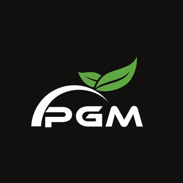 PGM letter nature logo design on black background. PGM creative initials letter leaf logo concept. PGM letter design.
