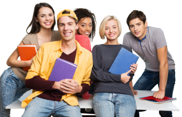 Group of students  isolated over a white background