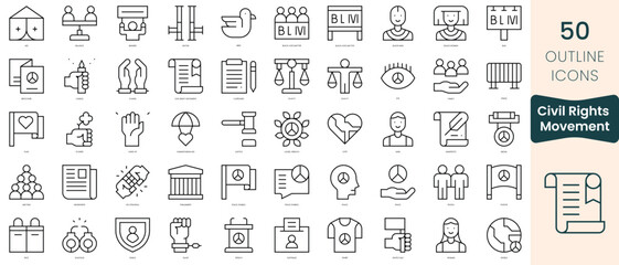 Fototapeta na wymiar Set of civil rights movement icons. Thin linear style icons Pack. Vector Illustration