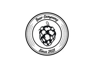 Craft beer brewery label logo design template. Liquor logo for pub and bar club